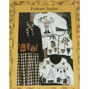 Vintage Kindred Spirits Folkart Jackets Fall Seasonal Holiday Sweater Appliques